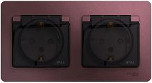 Розетка с заземлением с рамкой Systeme Electric Glossa 2-м. крышка шторки IP44 баклажан картинка